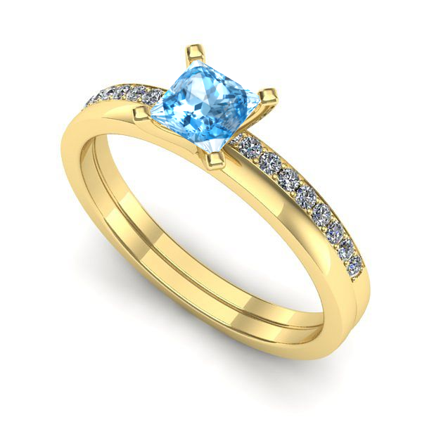 Inel de logodna din aur galben cu topaz blue