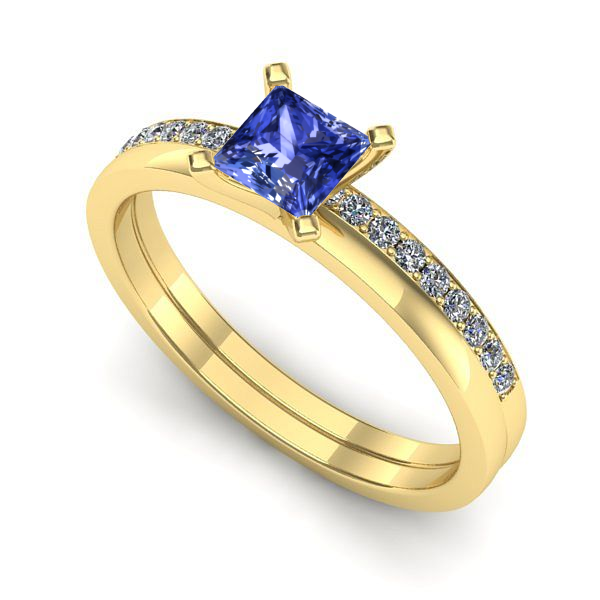 Inel de logodna din aur galben cu tanzanit