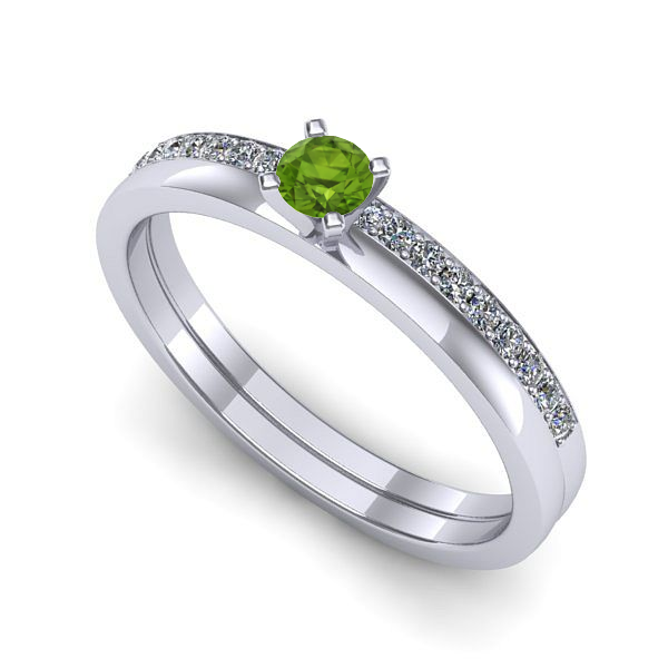 Inel din aur alb cu peridot