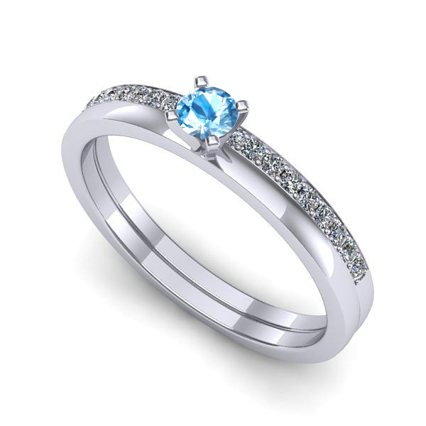 Inel logodna din aur alb cu topaz blue
