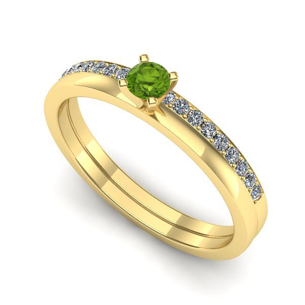 Inel logodna din aur galben cu peridot