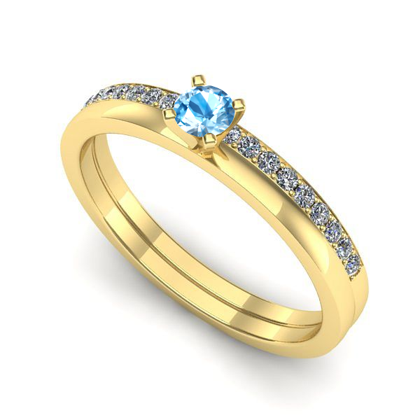 Inel de logodna din aur galben cu topaz blue