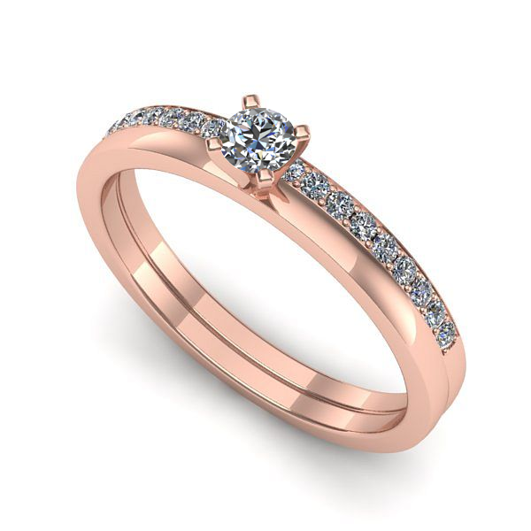 Inel de logodna din aur roz cu diamant