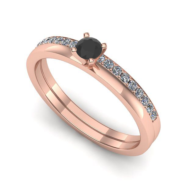 Inel din aur roz cu diamant negru