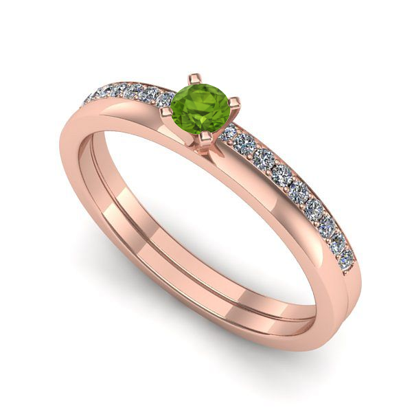 Inel logodna din aur roz cu peridot