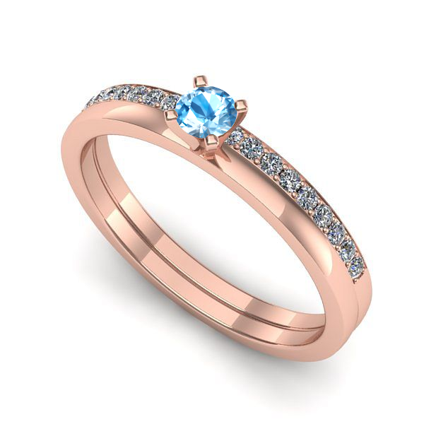 Inel de logodna din aur roz cu topaz blue