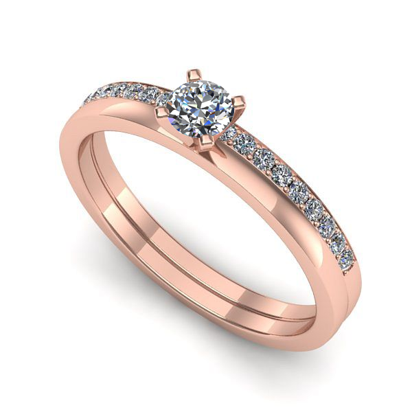 Inel de logodna din aur roz cu diamant