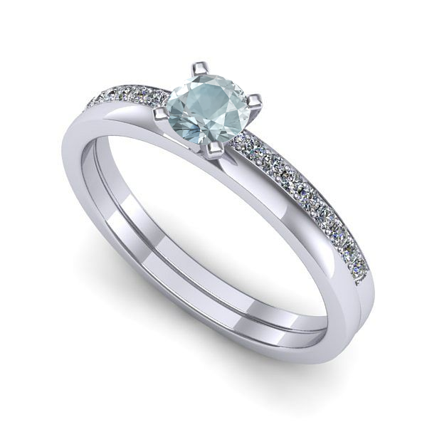 Inel din aur alb cu aquamarin