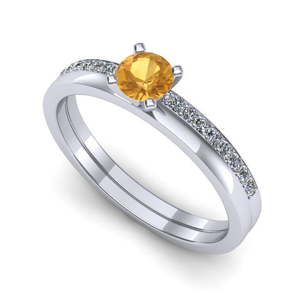 Inel de logodna din aur alb cu citrin
