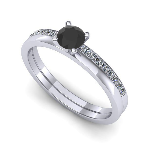 Inel din aur alb cu diamant negru