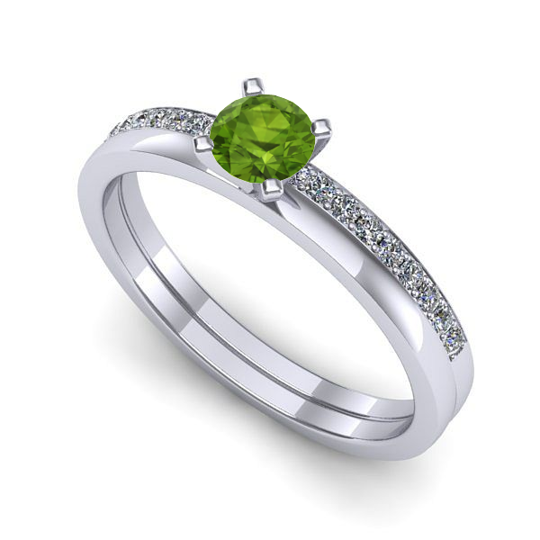 Inel de logodna din aur alb cu peridot