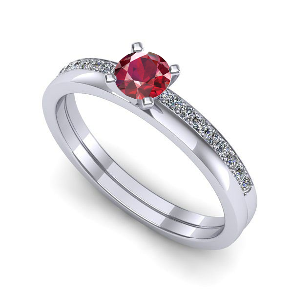 Inel logodna din aur alb cu rubin