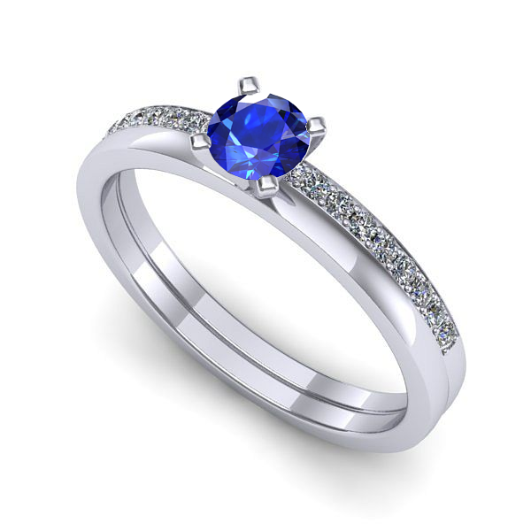 Inel din aur alb cu safir