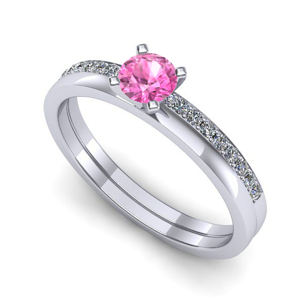 Inel din aur alb cu safir roz