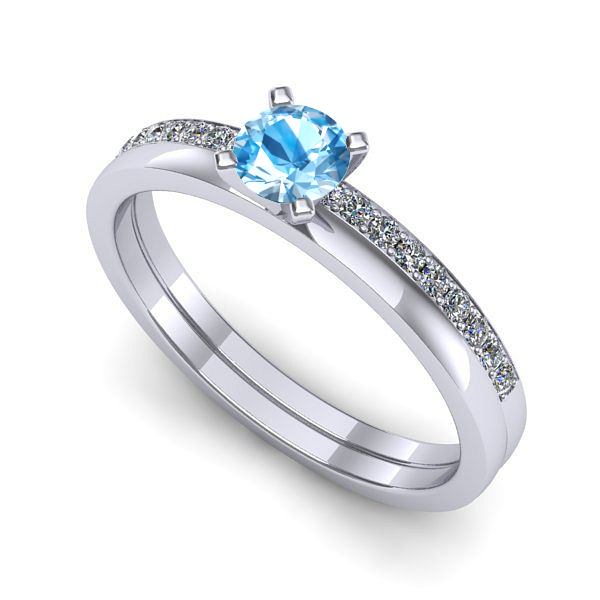 Inel logodna din aur alb cu topaz blue