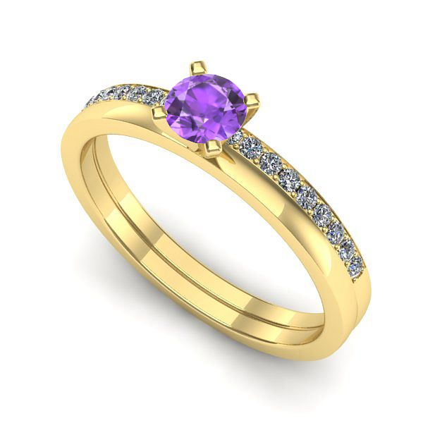 Inel de logodna din aur galben cu ametist
