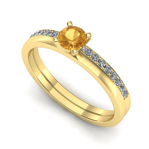 Inel de logodna din aur galben cu citrin