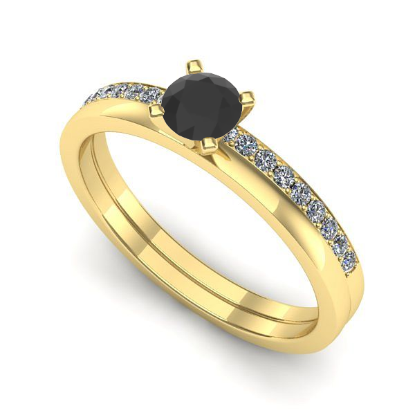 Inel din aur galben cu diamant negru