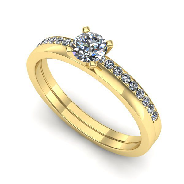 Inel de logodna din aur galben cu safir alb