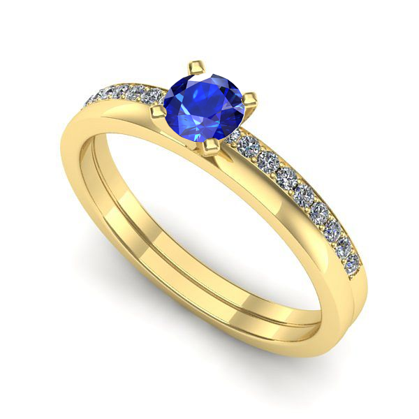 Inel logodna din aur galben cu safir