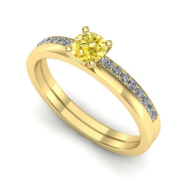 Inel logodna din aur galben cu safir galben