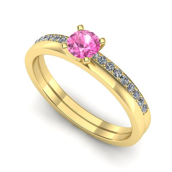 Inel de logodna din aur galben cu safir roz