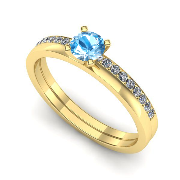 Inel de logodna din aur galben cu topaz blue