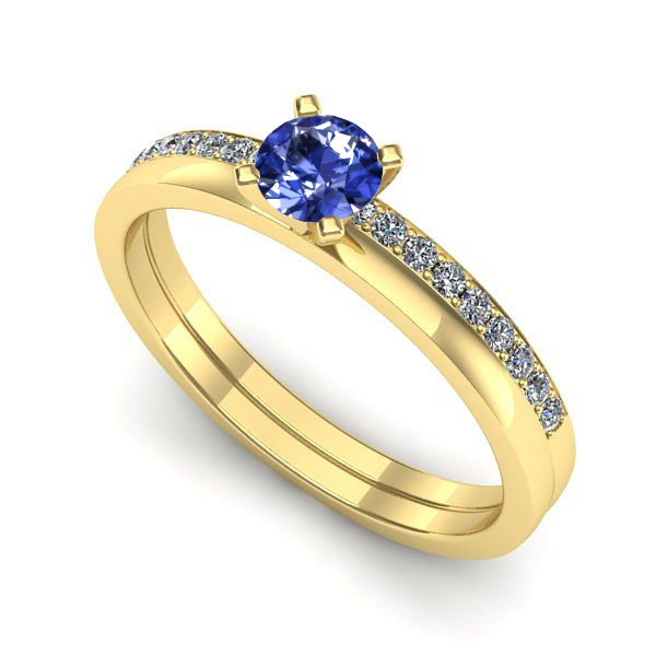 Inel de logodna din aur galben cu tanzanit
