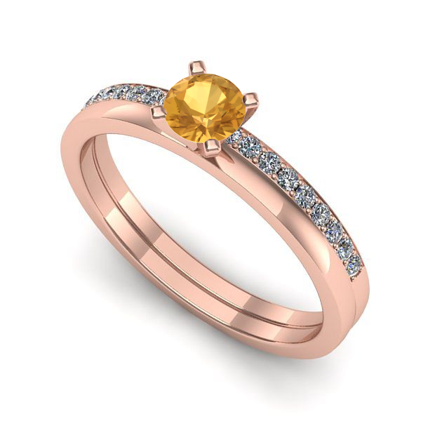 Inel de logodna din aur roz cu citrin