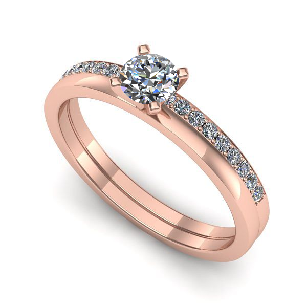 Inel de logodna din aur roz cu diamant