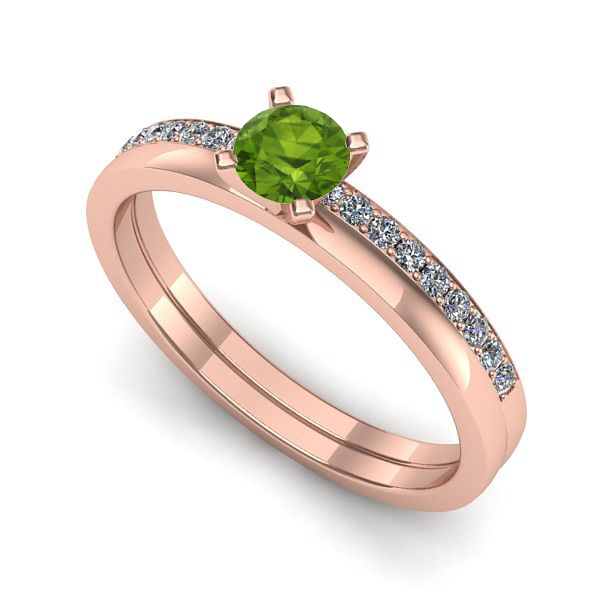 Inel de logodna din aur roz cu peridot