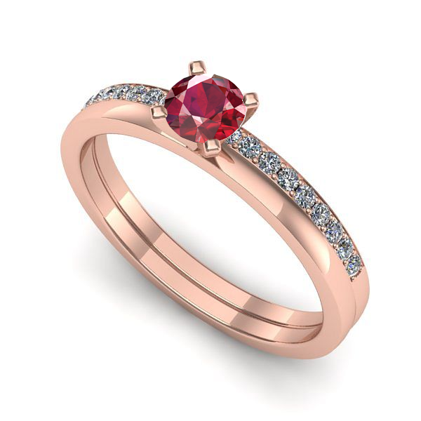 Inel din aur roz cu rubin