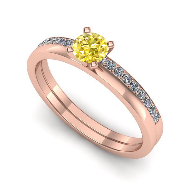 Inel logodna din aur roz cu safir galben