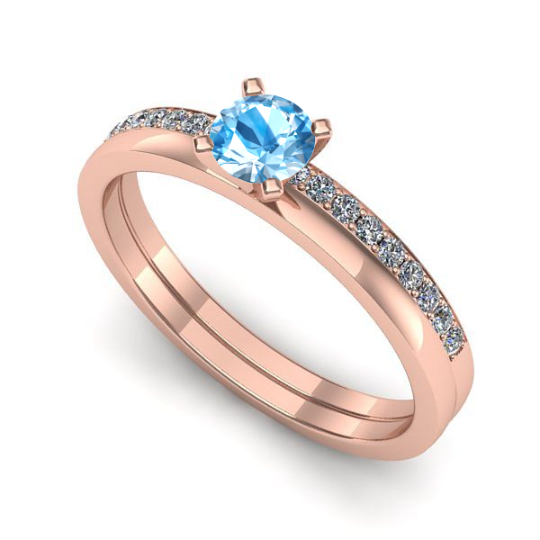 Inel de logodna din aur roz cu topaz blue
