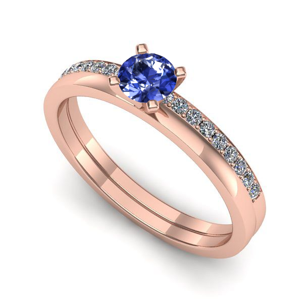 Inel din aur roz cu tanzanit