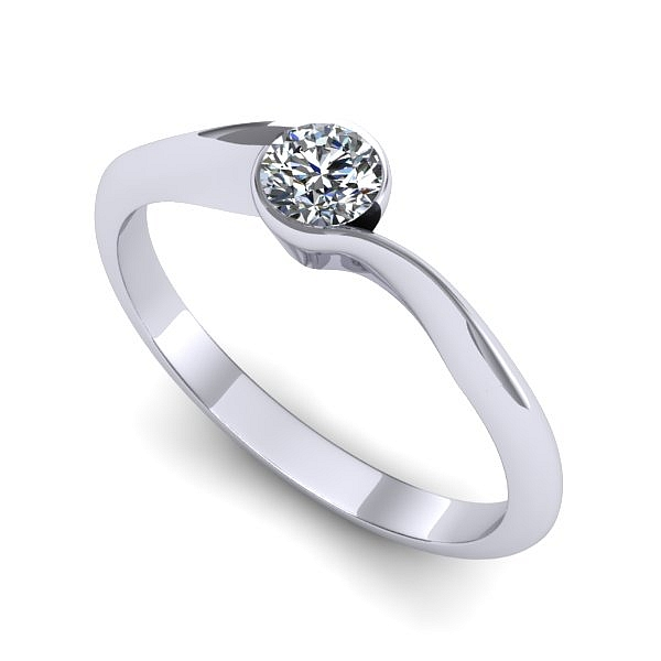 Inel de logodna din aur alb cu diamant