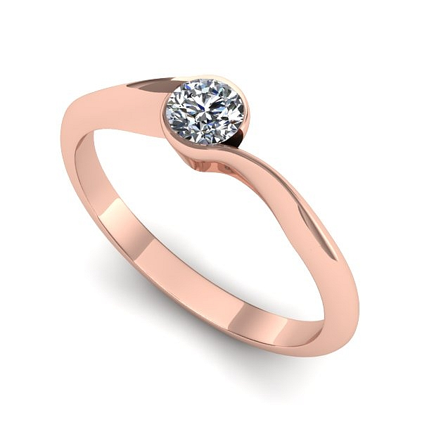 Inel de logodna din aur roz cu diamant