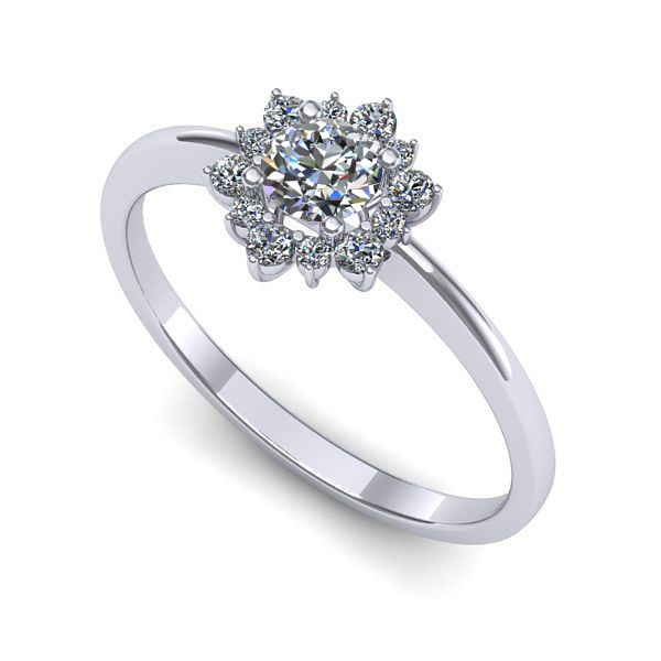 Inel de logodna din aur alb cu diamant