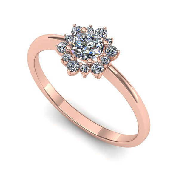 Inel din aur roz cu diamant