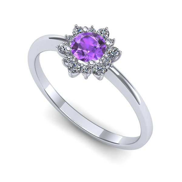 Inel logodna din aur alb cu ametist