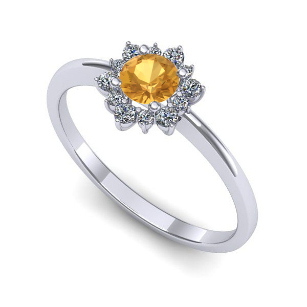 Inel din aur alb cu citrin