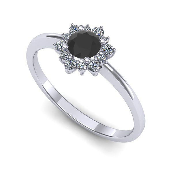 Inel logodna din aur alb cu diamant negru