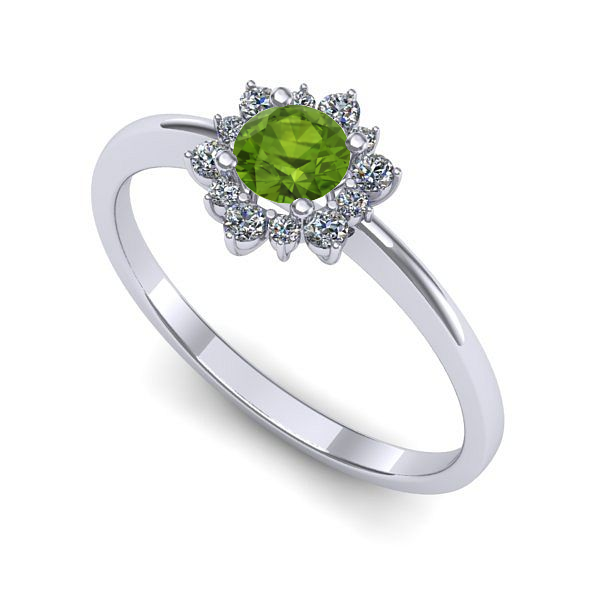 Inel din aur alb cu peridot