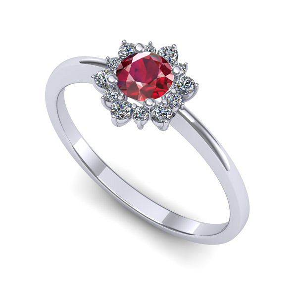 Inel de logodna din aur alb cu rubin