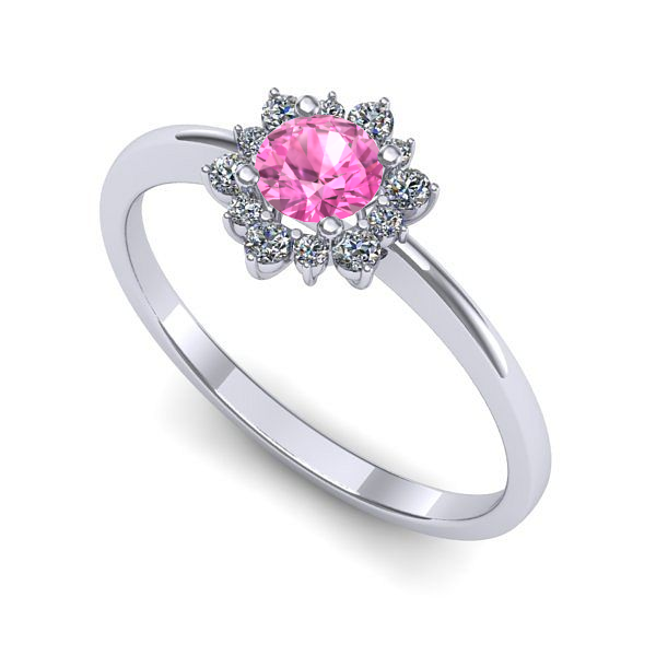 Inel din aur alb cu safir roz