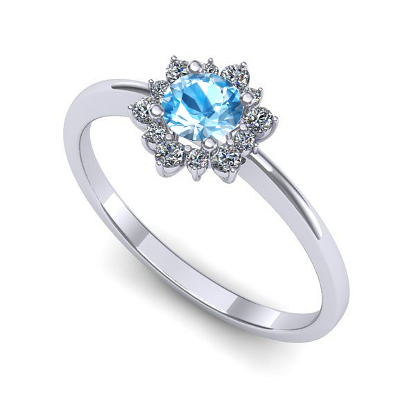 Inel de logodna din aur alb cu topaz blue