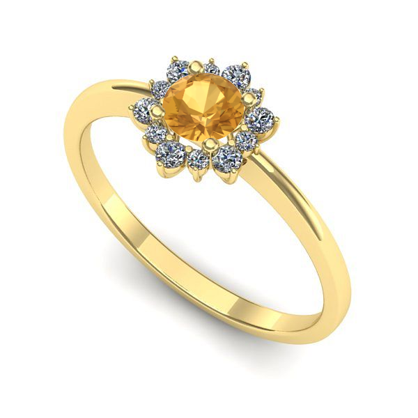 Inel de logodna din aur galben cu citrin