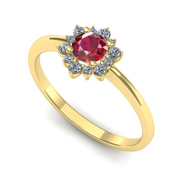 Inel logodna din aur galben cu rubin