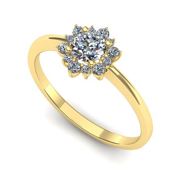 Inel logodna din aur galben cu safir alb