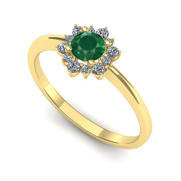 Inel logodna din aur galben cu smarald